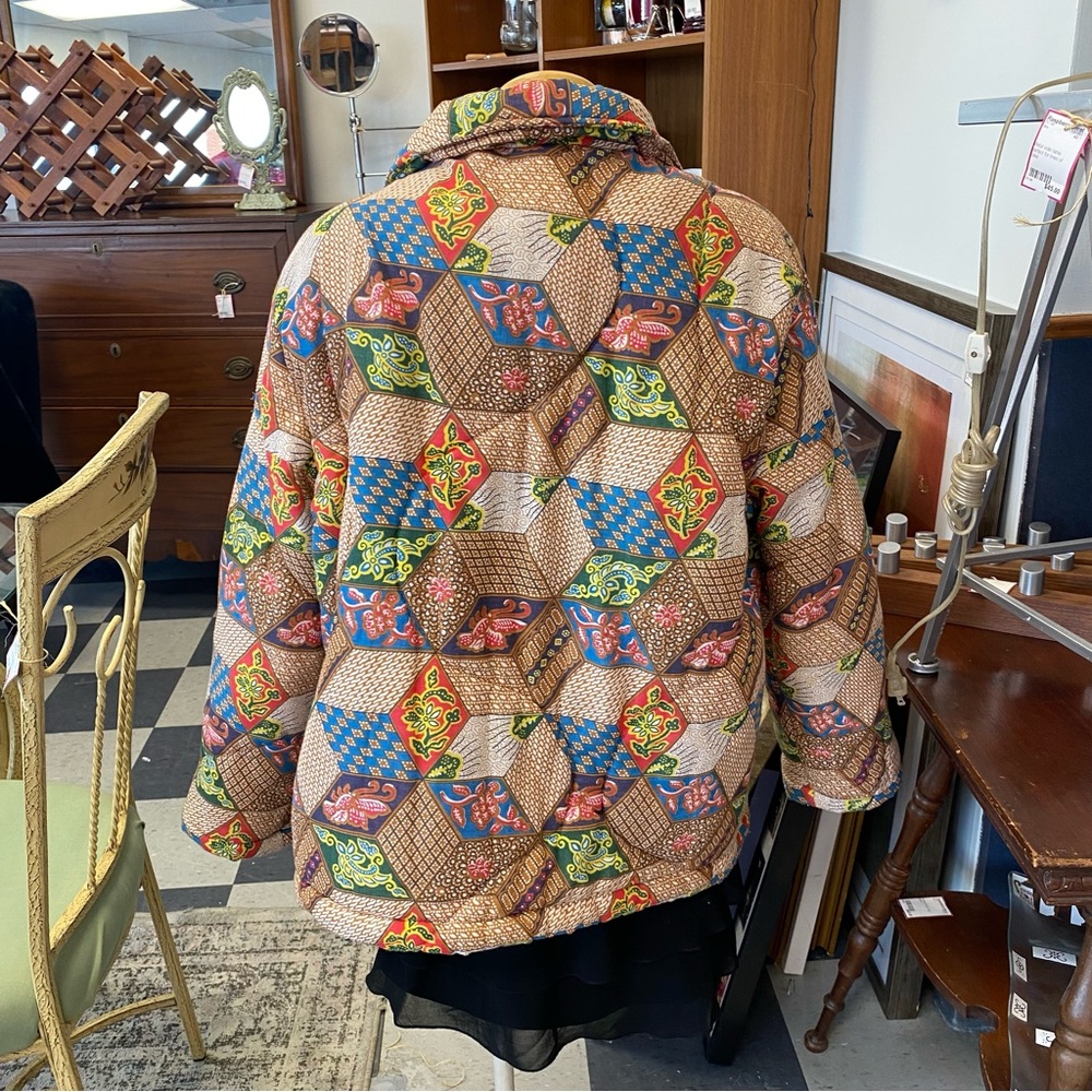 Boho Quilted Multi Color Tile Patterned Puffer Co… - image 4